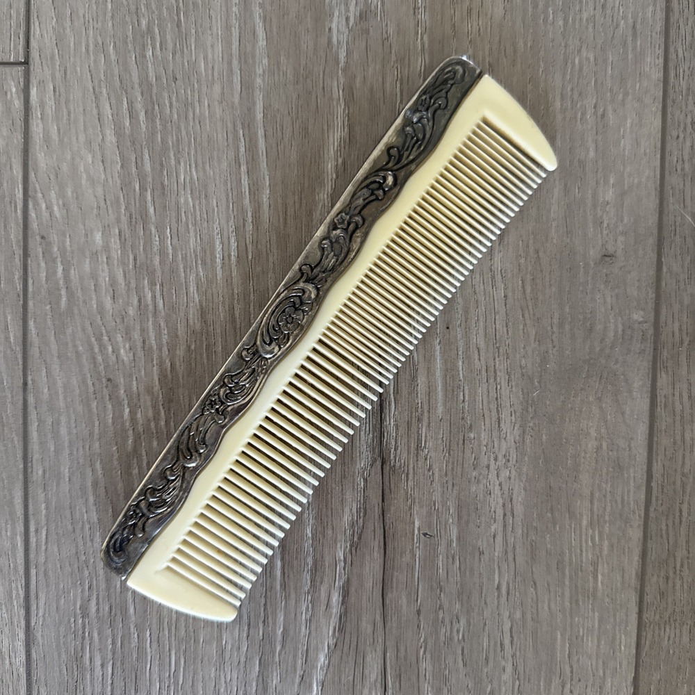 International Silver Company Vintage Comb Vanity Decor Floral Silverplate Comb
